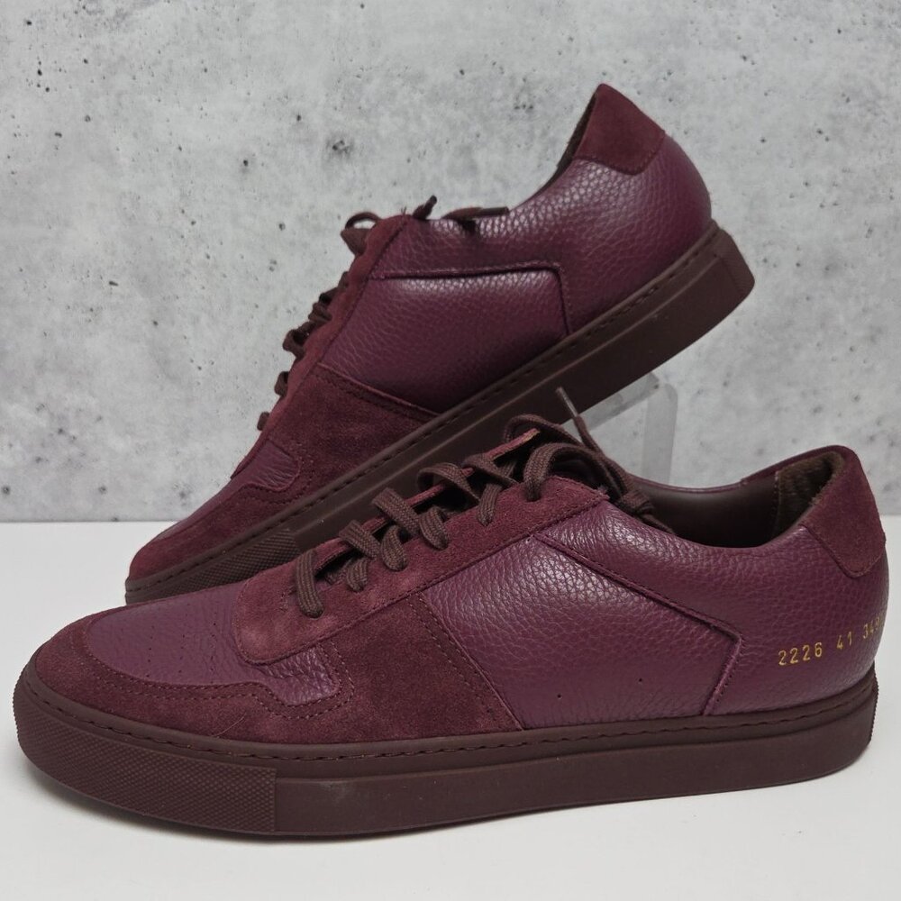 Common Projects BBall Low Premium Bordeaux Sneakers Mens 41 US 8 Leather & Suede - Picture 2 of 10